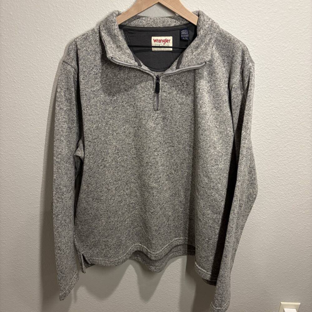 Wrangler Authentics Men's Long Sleeve Fleece Quarter-zip Light Heather Gray XL